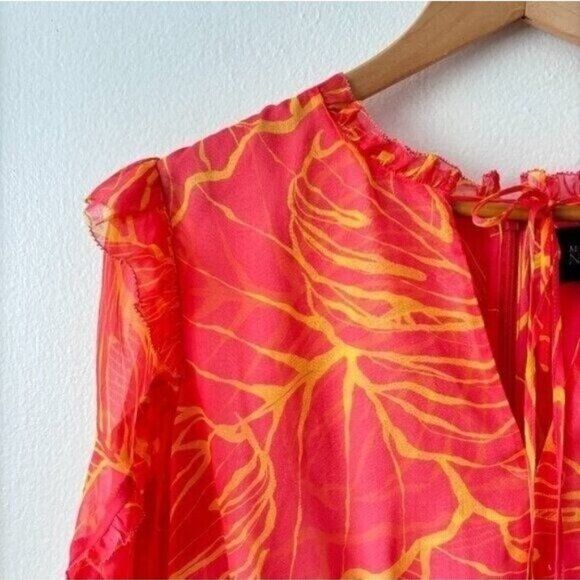 Marchesa Notte Printed Ruffled Tiered Tulle Midi Dress - Picture 6 of 10